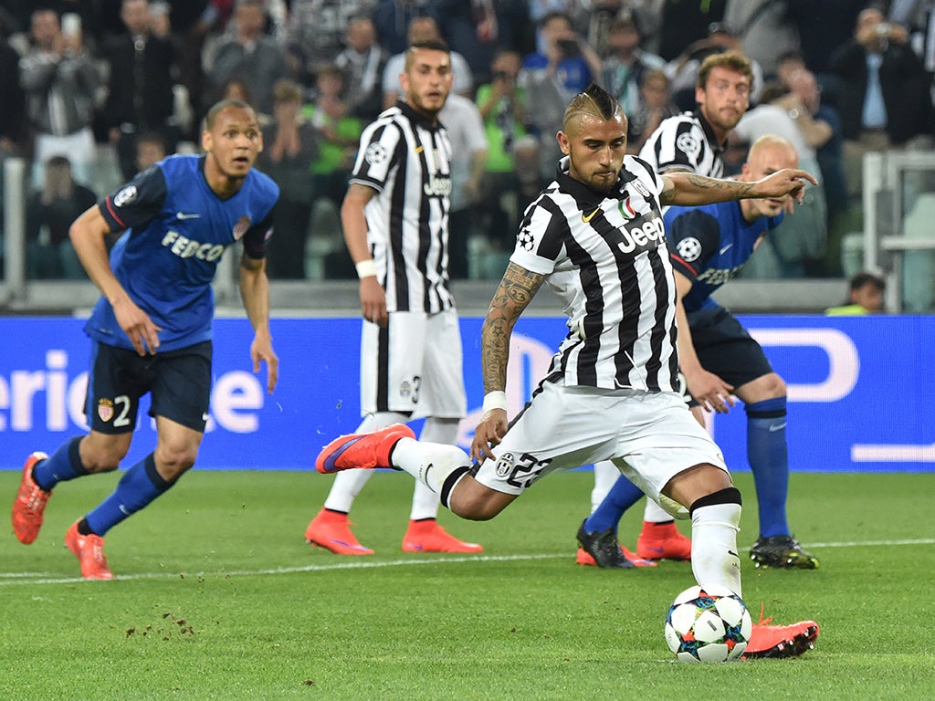 Arturo Vidal stepped up to blast Juventus into the lead