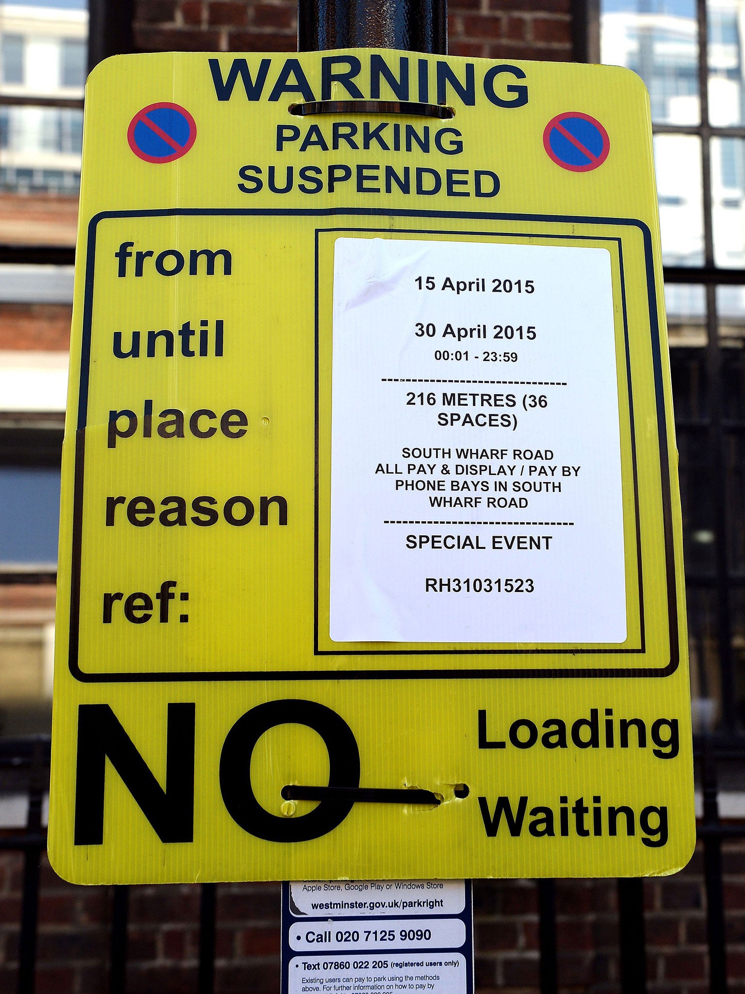 New parking restrictions have been put in place in fornt of the Lindo Wing of St Mary's Hospital in Paddington west London, where the Duchess of Cambridge is due to give birth