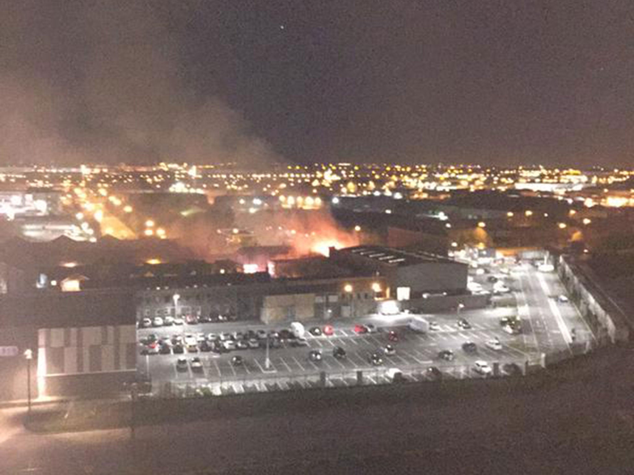 Coronation Street looks to be on fire in this picture, taken by Twitter user Stephen Ryder