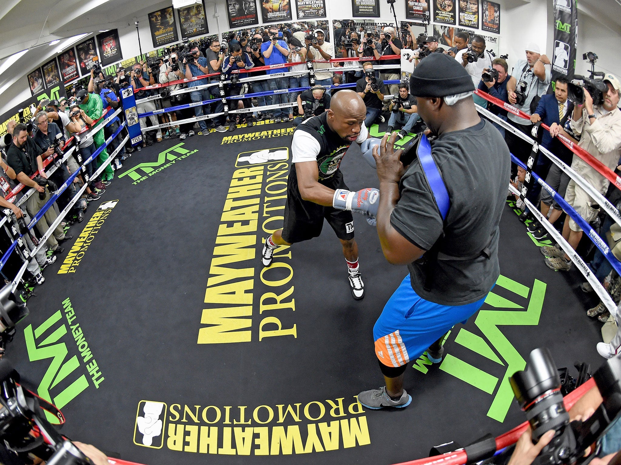 Mayweather during his final open workout session