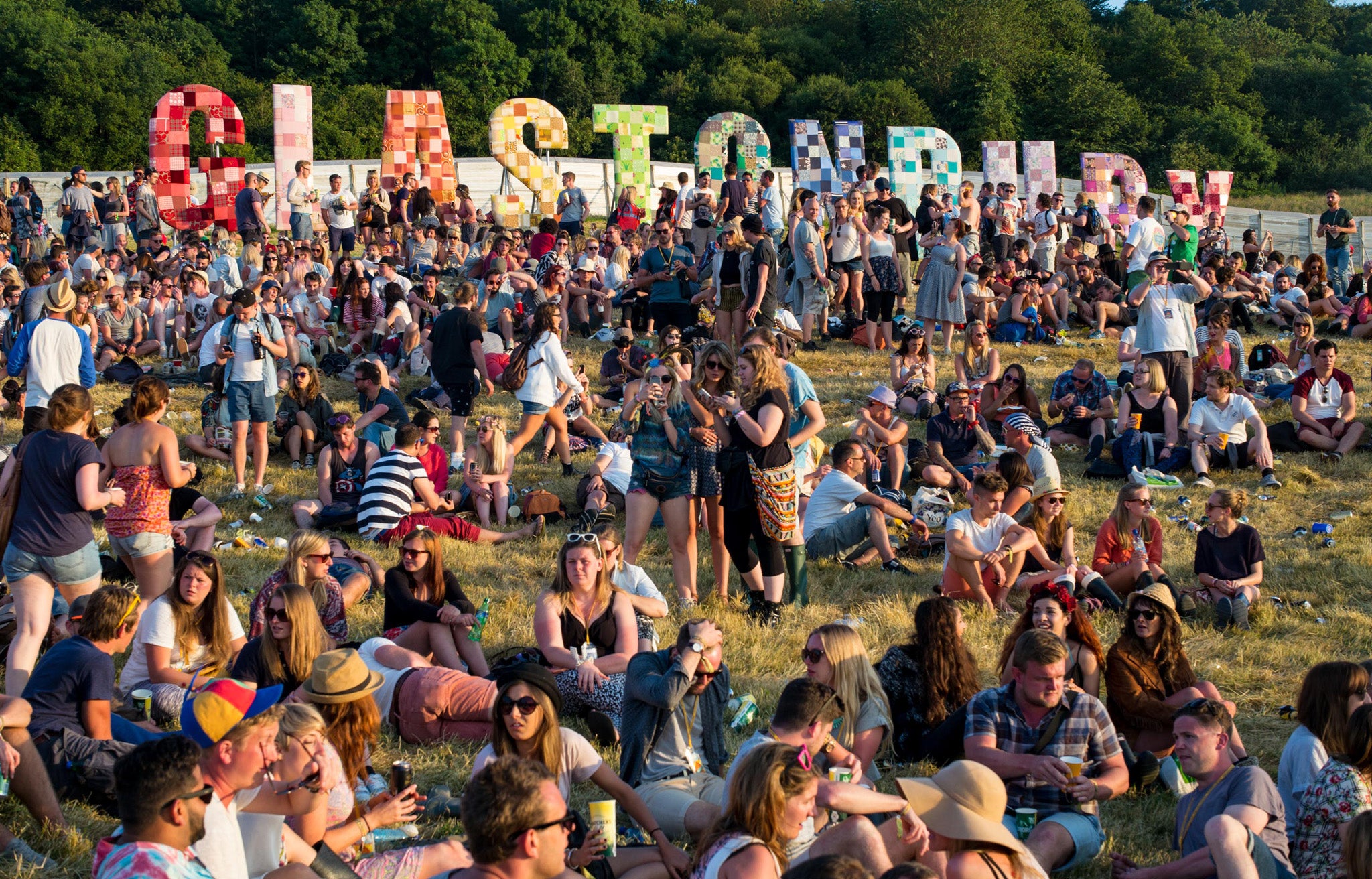 Festival-goers soak up the atmosphere at Glastonbury