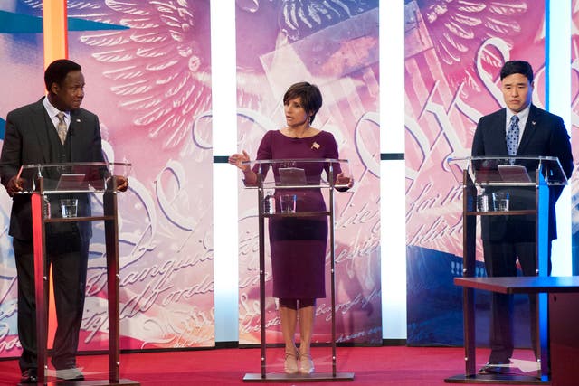 Fictional US Vice President Selina Meyer during a campaign debate