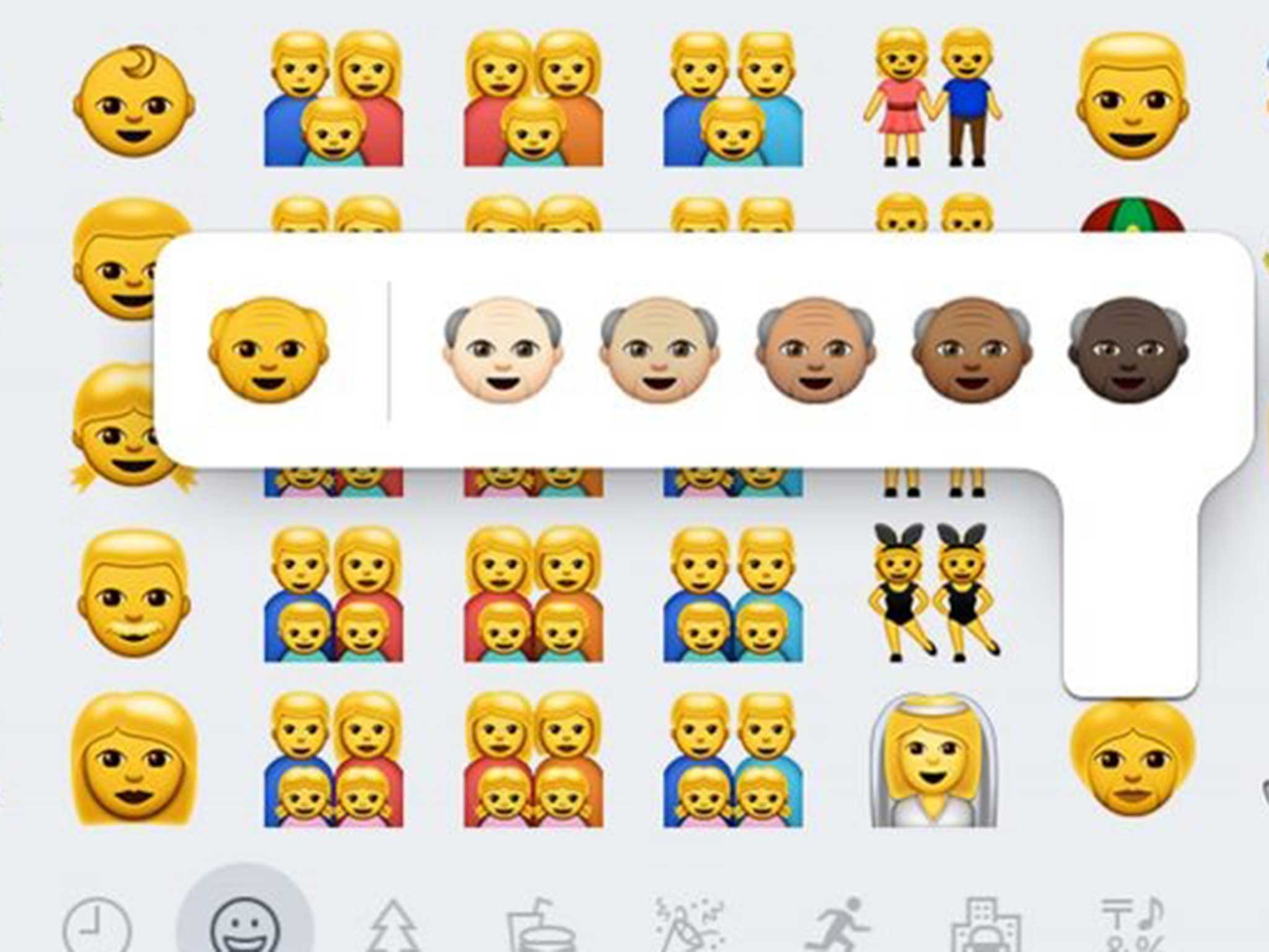 Colour in: an iPhone 6 screenshot shows some of the 300- plus new emoji available with the iOS 8.3 software update