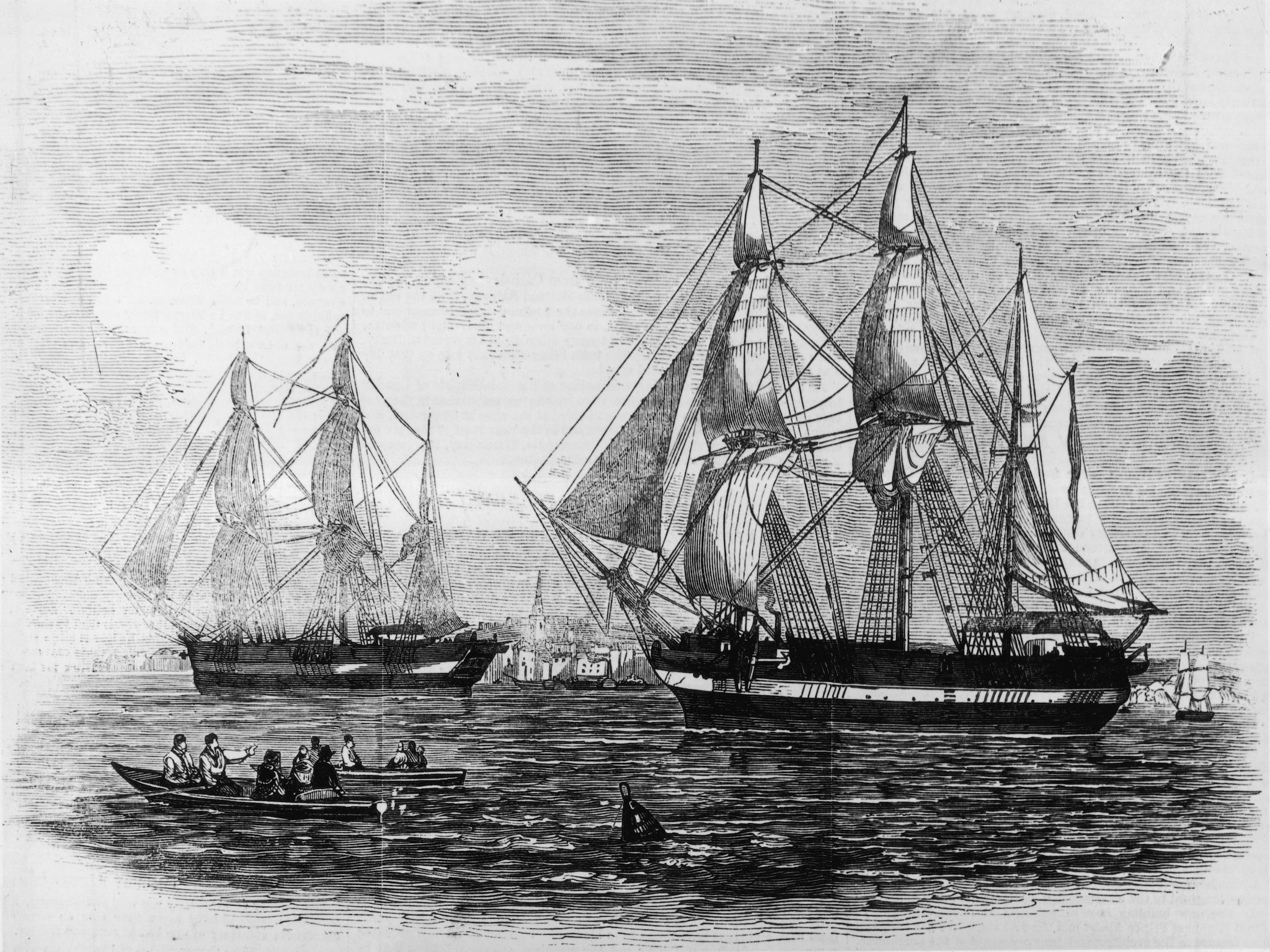 A contemorary sketch of the two ships HMS Erebus and HMS Terror