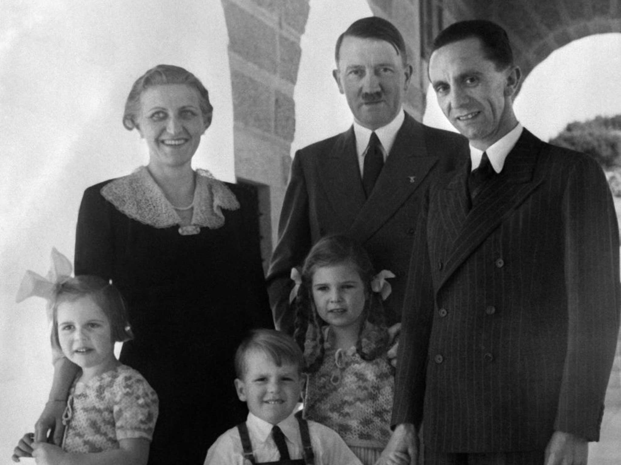 Joseph, Magda and the six Goebbels children with Hitler in 1938