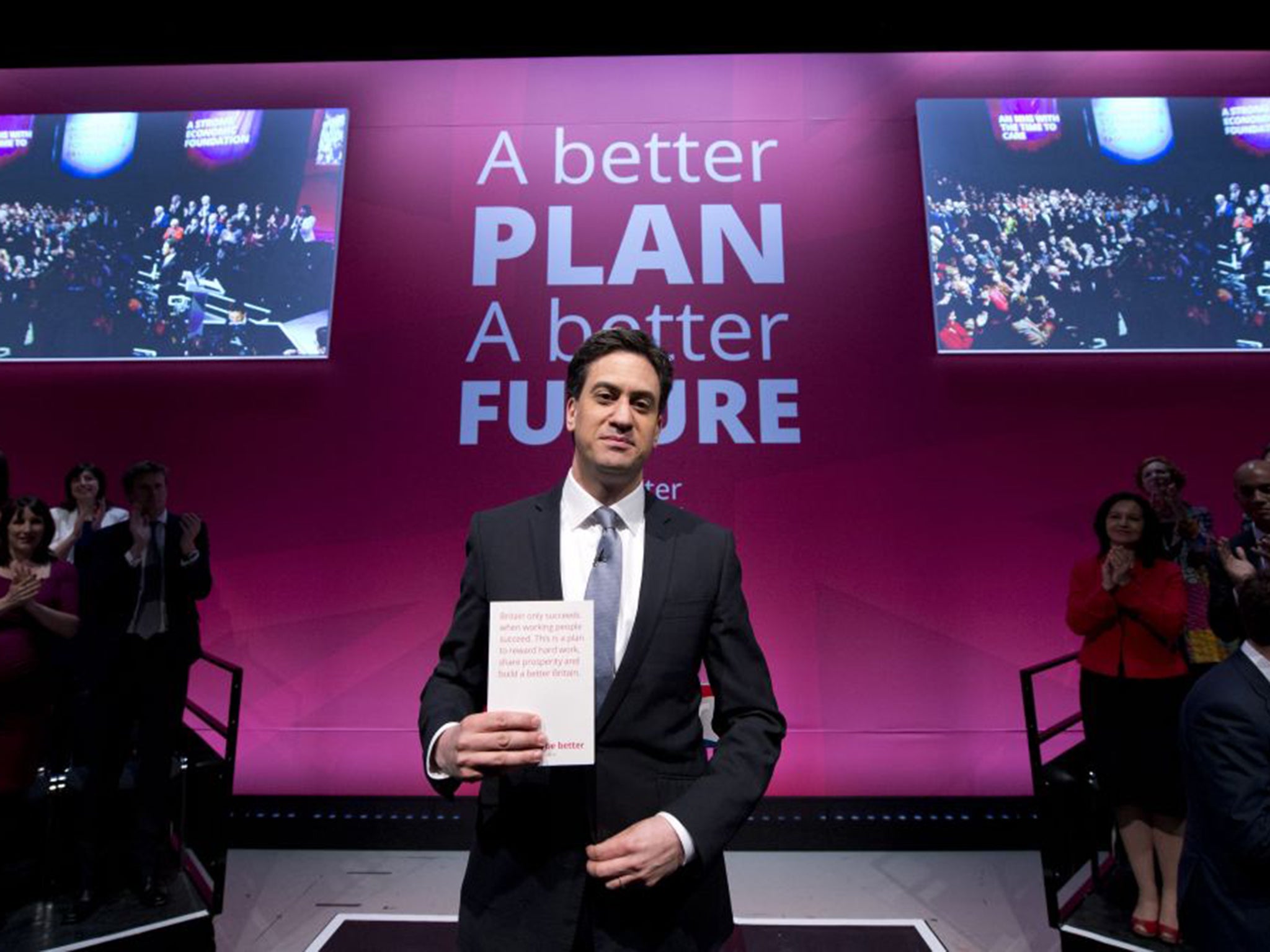It’s all in the detail; Ed Miliband with ‘Britain Can Be Better’ (AFP/Getty)