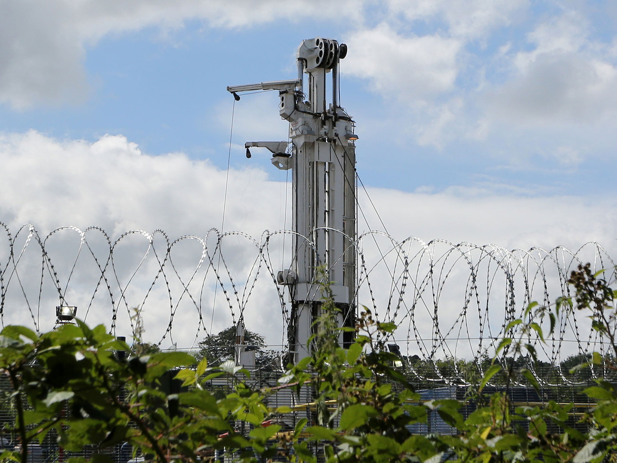 Drilling equipment at an exploration site for fracking in Balcombe, Sussex