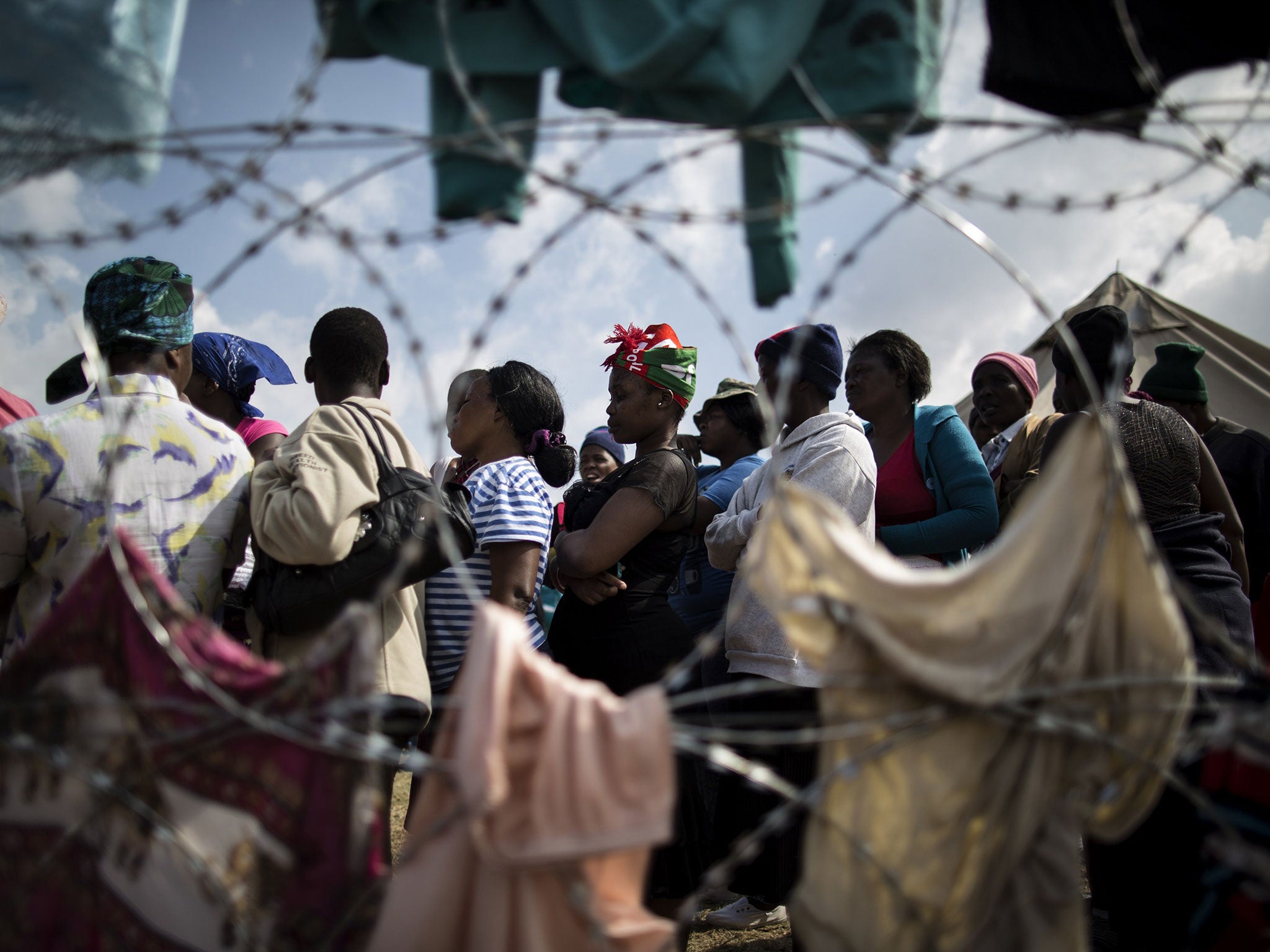 Displaced people who fled the anti-immigrant violence are seen in a camp in the village of Primrose, 15 kilometers east of Johannesburg. The government stepped up its response to unrest in Johannesburg and the eastern coastal city of Durban, with Home Min