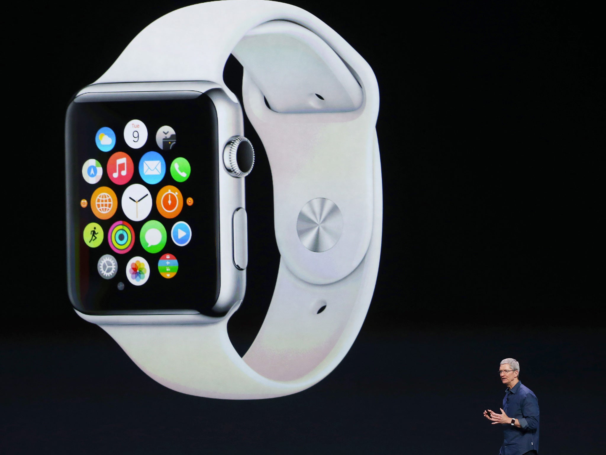 Apple CEO Tim Cook announces the Apple Watch during an Apple special even