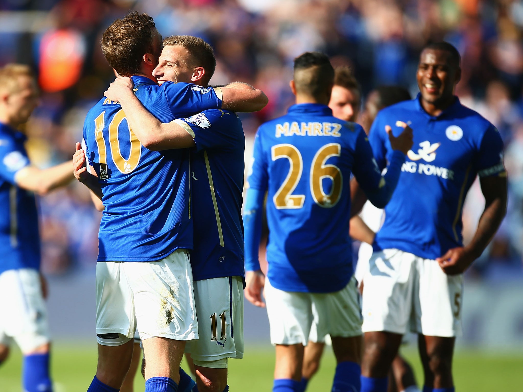 Leicester celebrate victory over Swansea