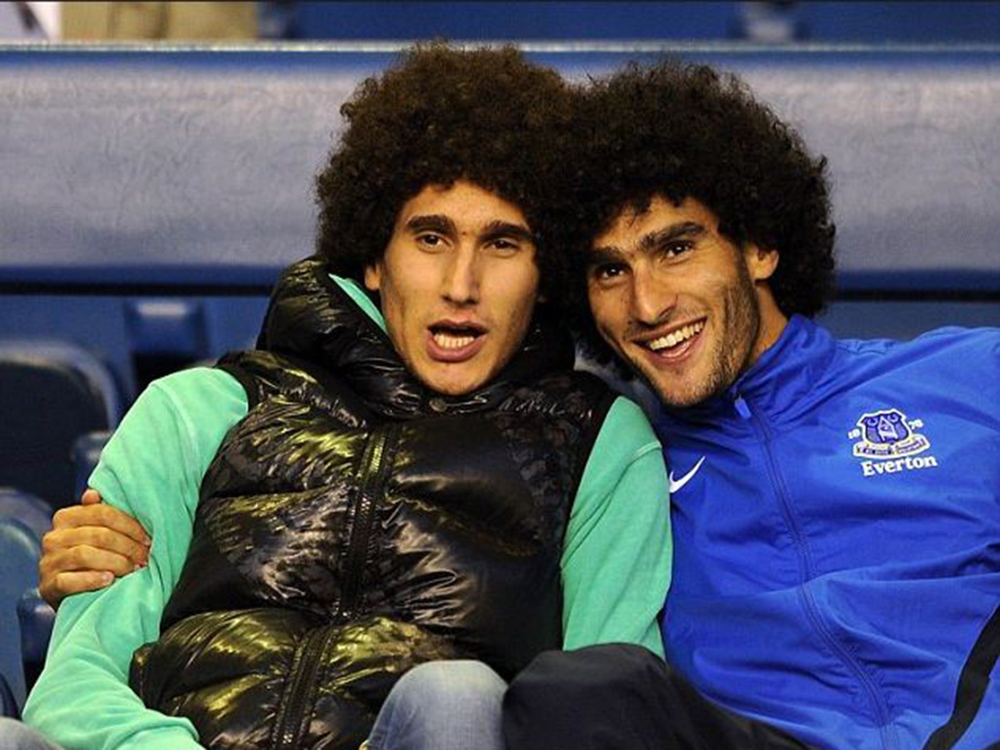 Marouane Fellaini with twin brother Mansour (left)