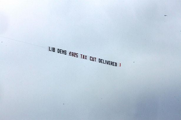 The Lib Dems employed Mr Moore to fly the banner over Folkestone earlier this month