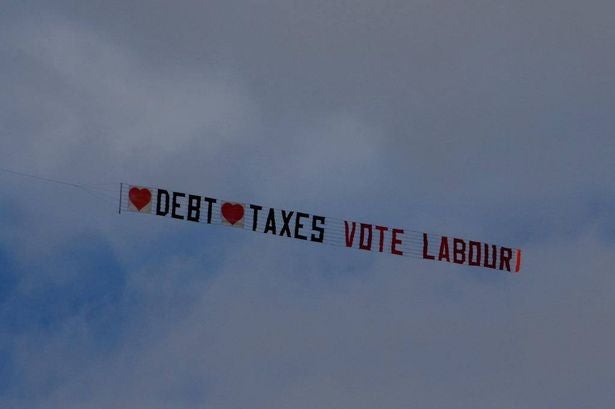 A Conservative party councillor flew a banner over Thanet but onlookers on the ground could only see 'vote Labour'