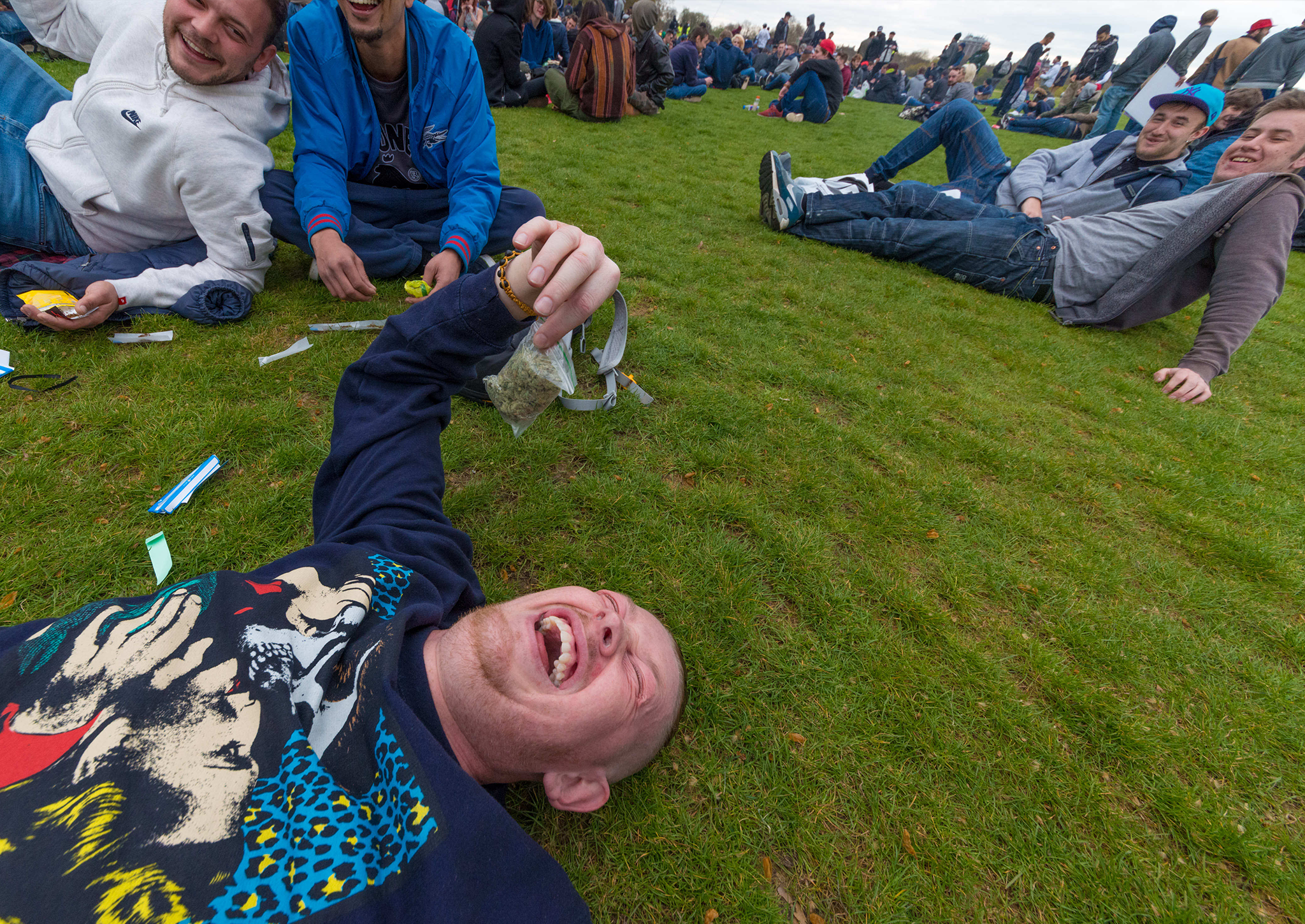 A man enjoys the "420 Day" pro-cannabis rally in Hyde Park this weekend