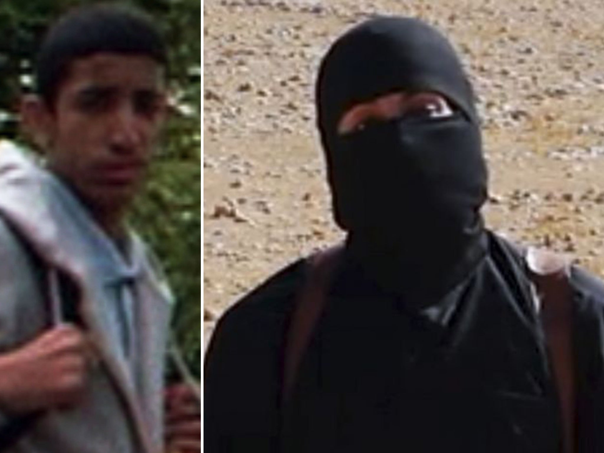 Mohammed Emwazi as a teenager, left, and in his role as Isis murderer