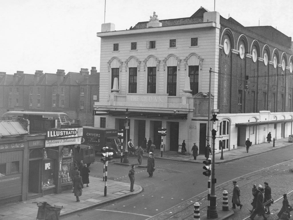 The exterior of the Old Vic Theatre on Waterloo Road, London, November 1950 (Getty)