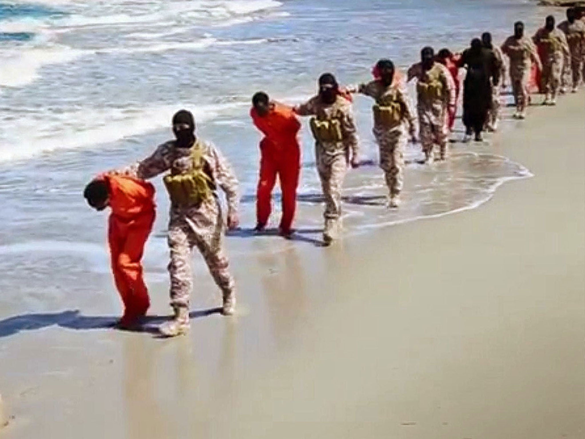 Isis’ media arm released a 29-minute video purporting to show militants executing captives in Libya on Sunday