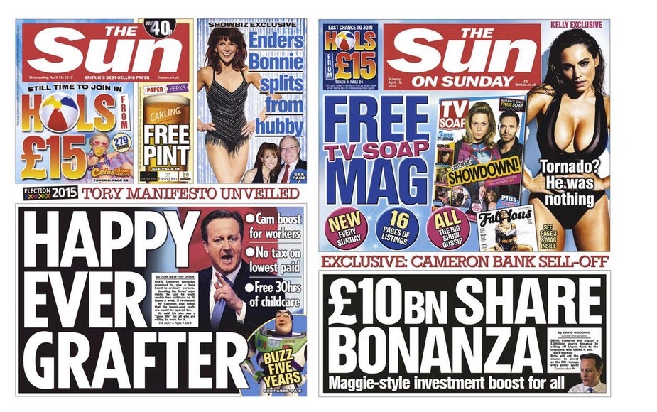 Two overwhelmingly positive front pages about David Cameron from the last week