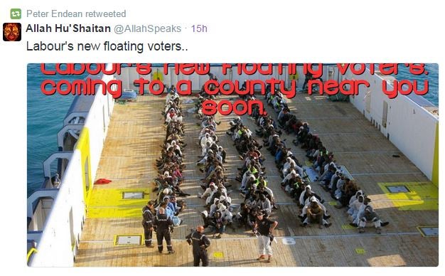 Ukip candidate Peter Endean retweeted this sickening tweet about the Mediterranean migration crisis