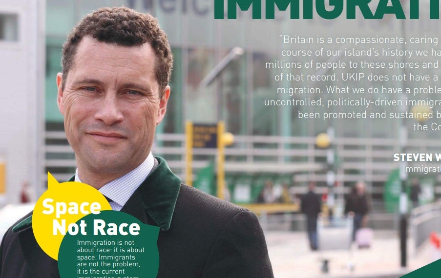 Page 10 of the Ukip manifesto on which Mr Woolfe appears