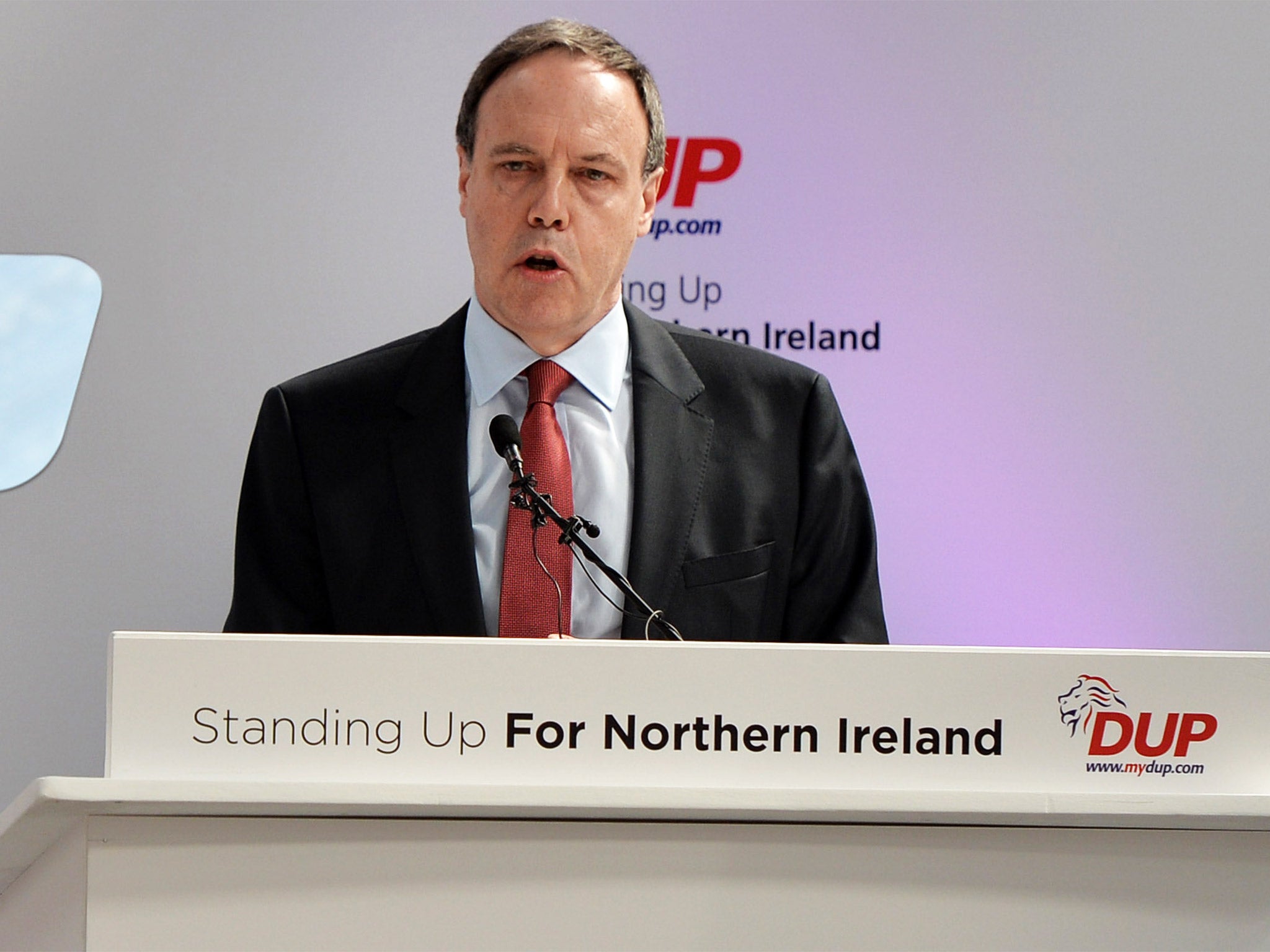 DUP deputy leader Nigel Dodds at the launch of the party's election manifesto, in Antrim