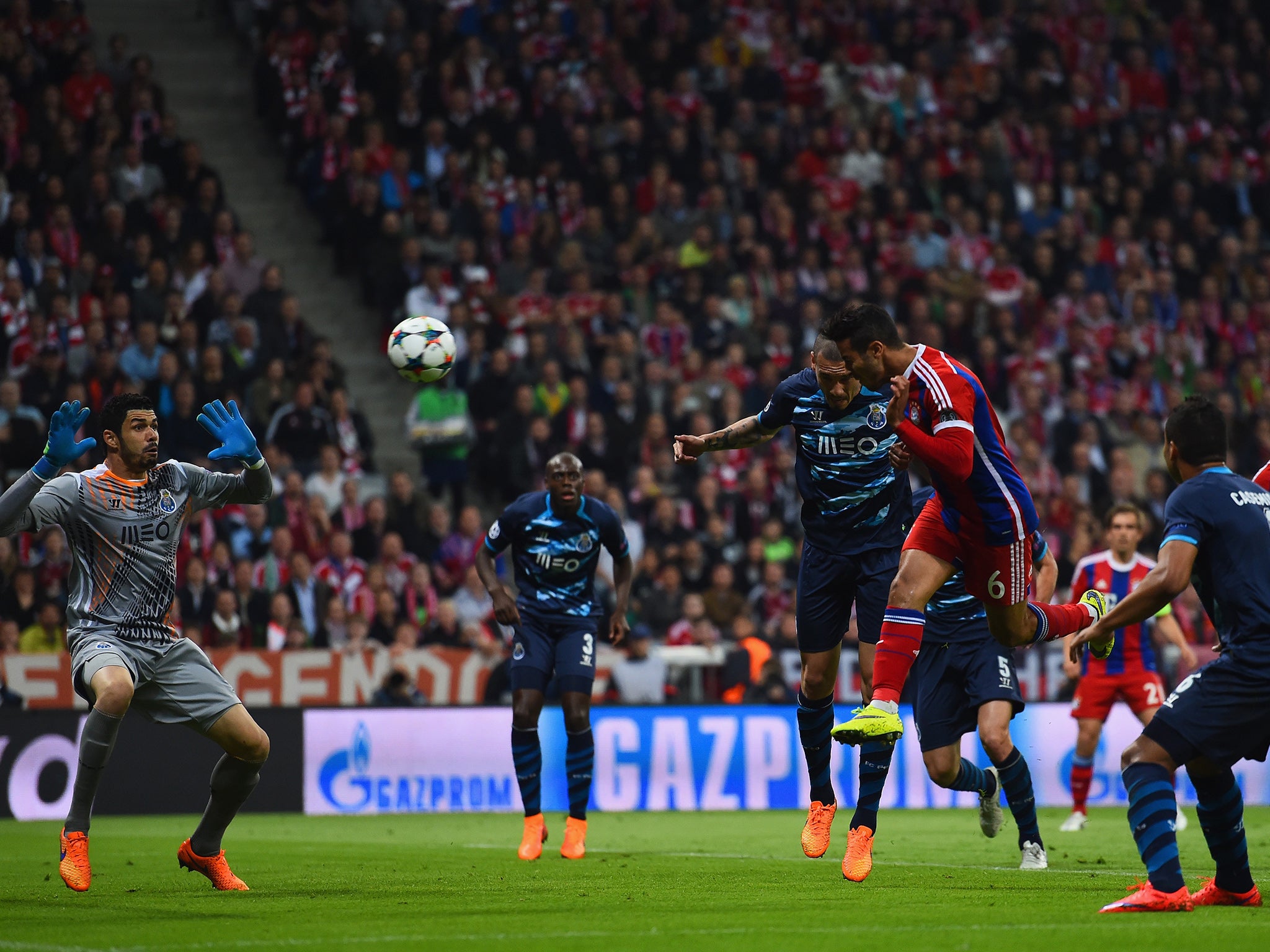 Thiago's brave header opened the scoring after 13 minutes