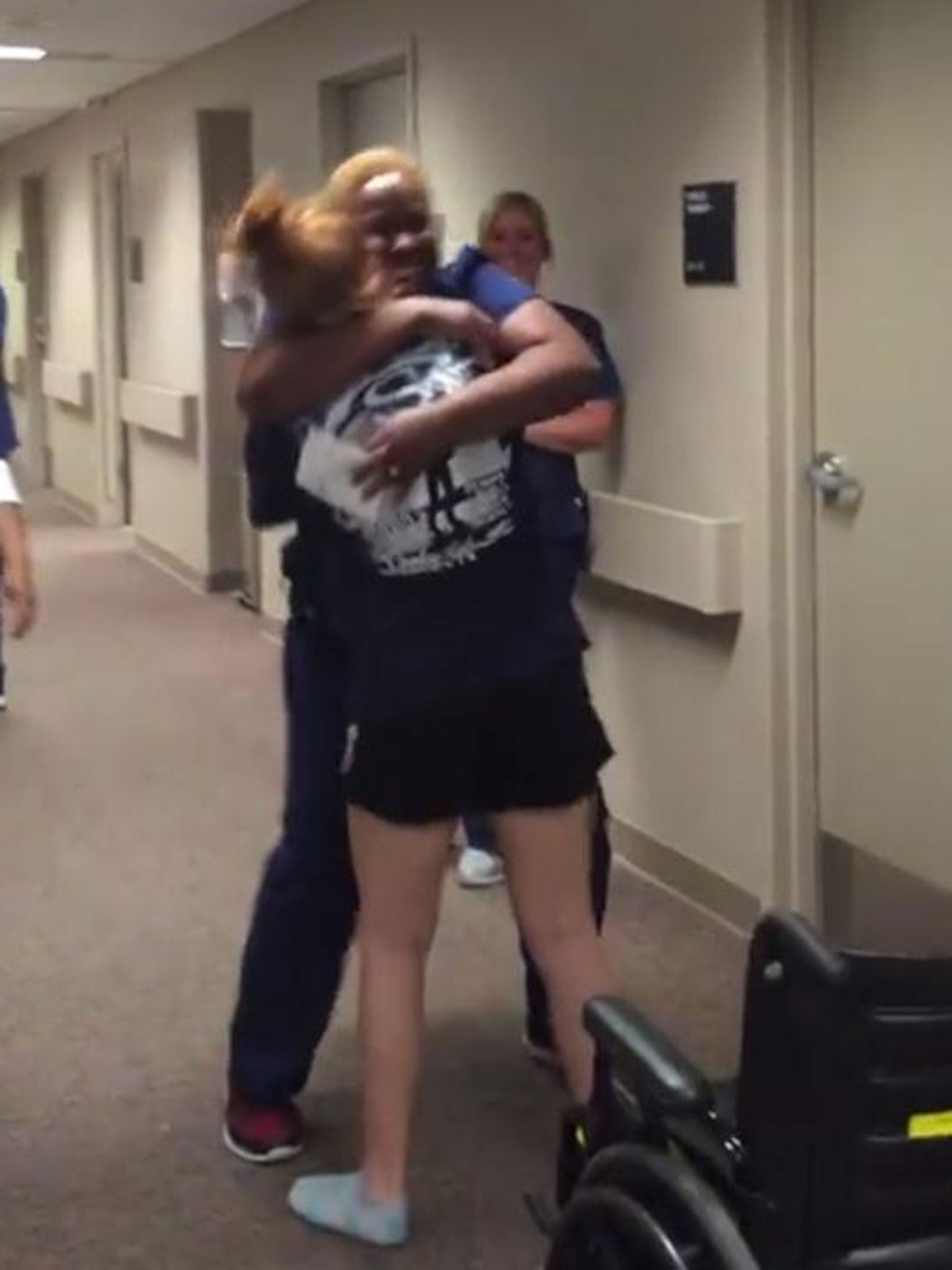 Bailey surprised her favourite nurse by standing up from her wheelchair