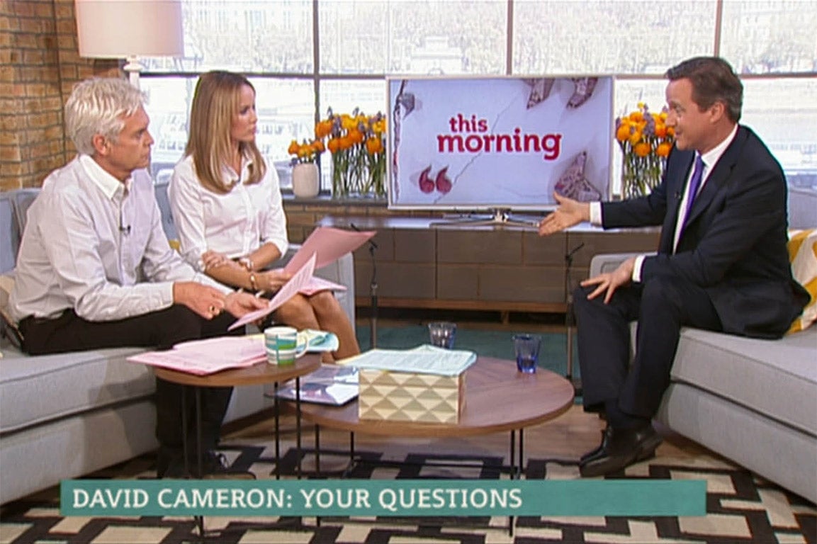 David Cameron appearing on 'This Morning'