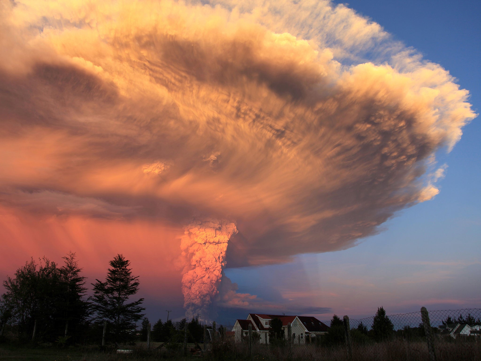 Chile's Calbuco volcano erupted, spewing a giant funnel of ash high into the sky near the southern port city of Puerto Montt and triggering a red alert