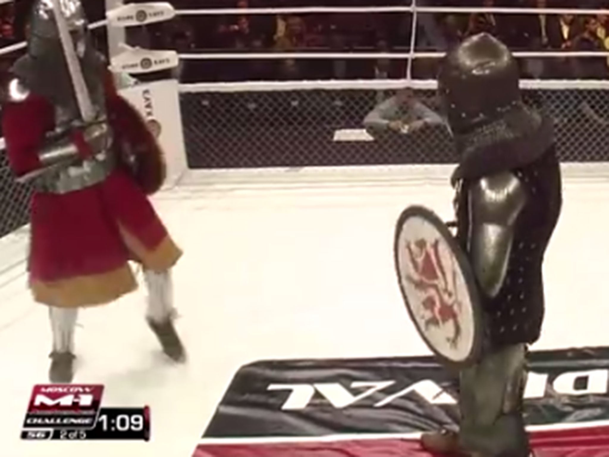 Two 'knights' do battle in an MMA ring