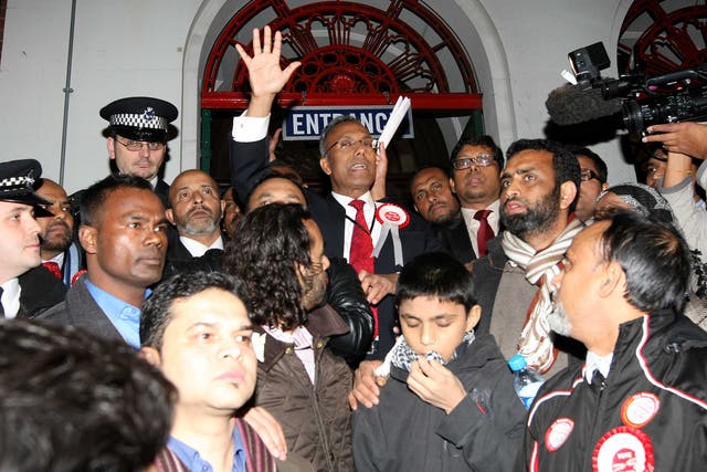 Lutfur Rahman in Bethnal Green in 2010 after being elected Tower Hamlets mayor for the first time. The investigation was launched after his second victory last year