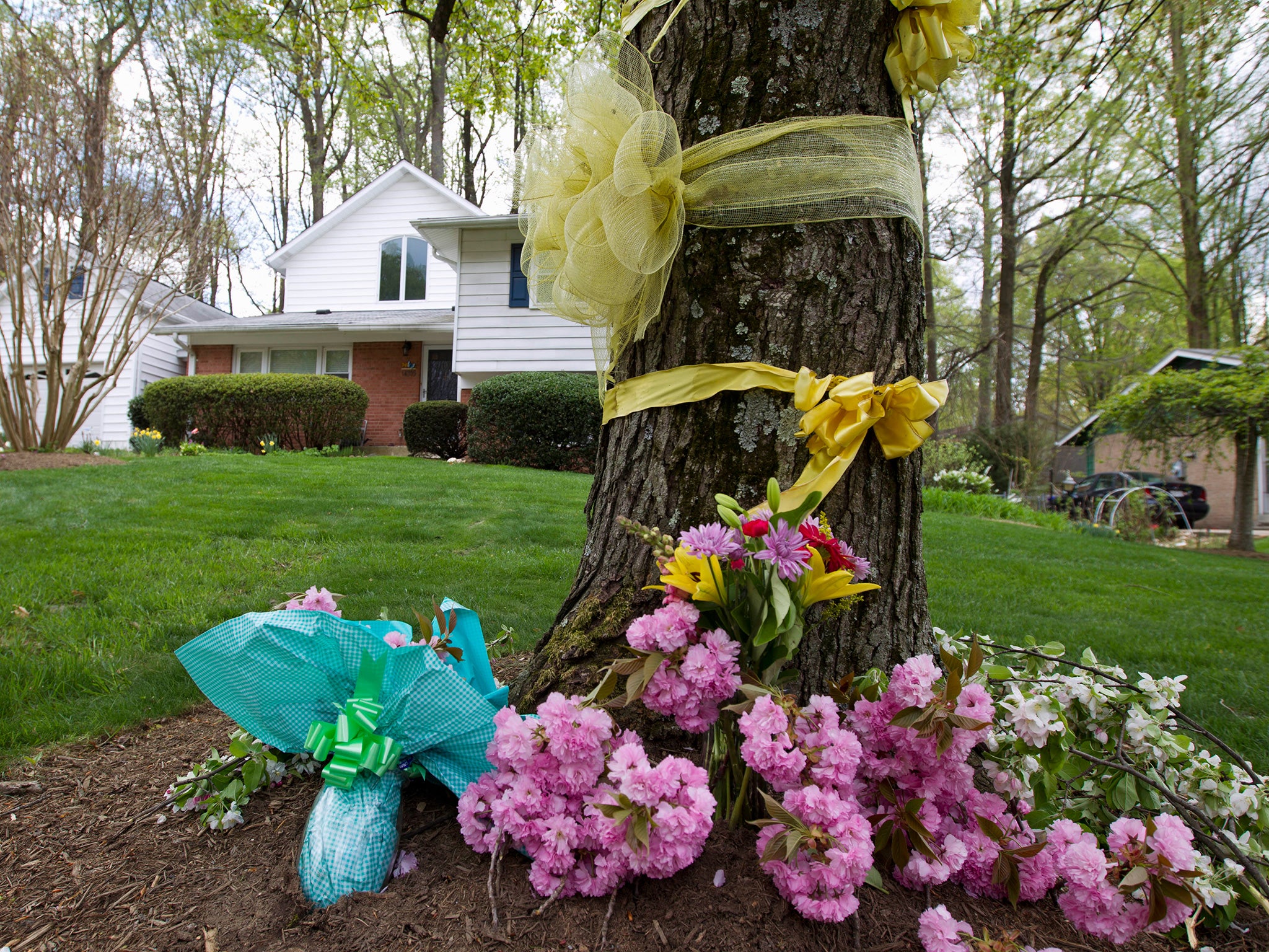 Flowers outside the family home of Warren Weinstein