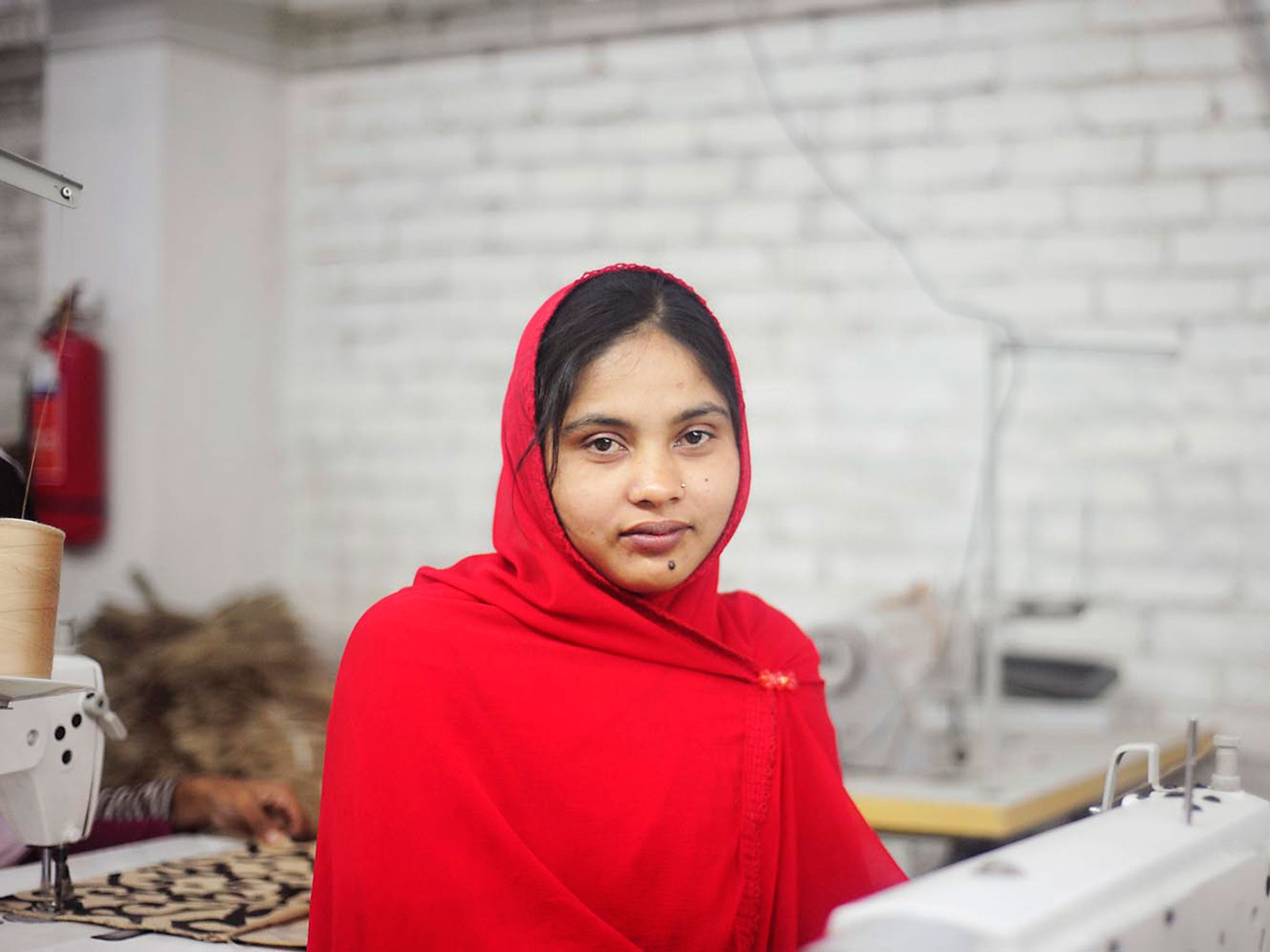 A portrait of a Rana Plaza victim injured Shirin Akhter, now she works at another garment factory at Savar © Khorshed Alam Rinku