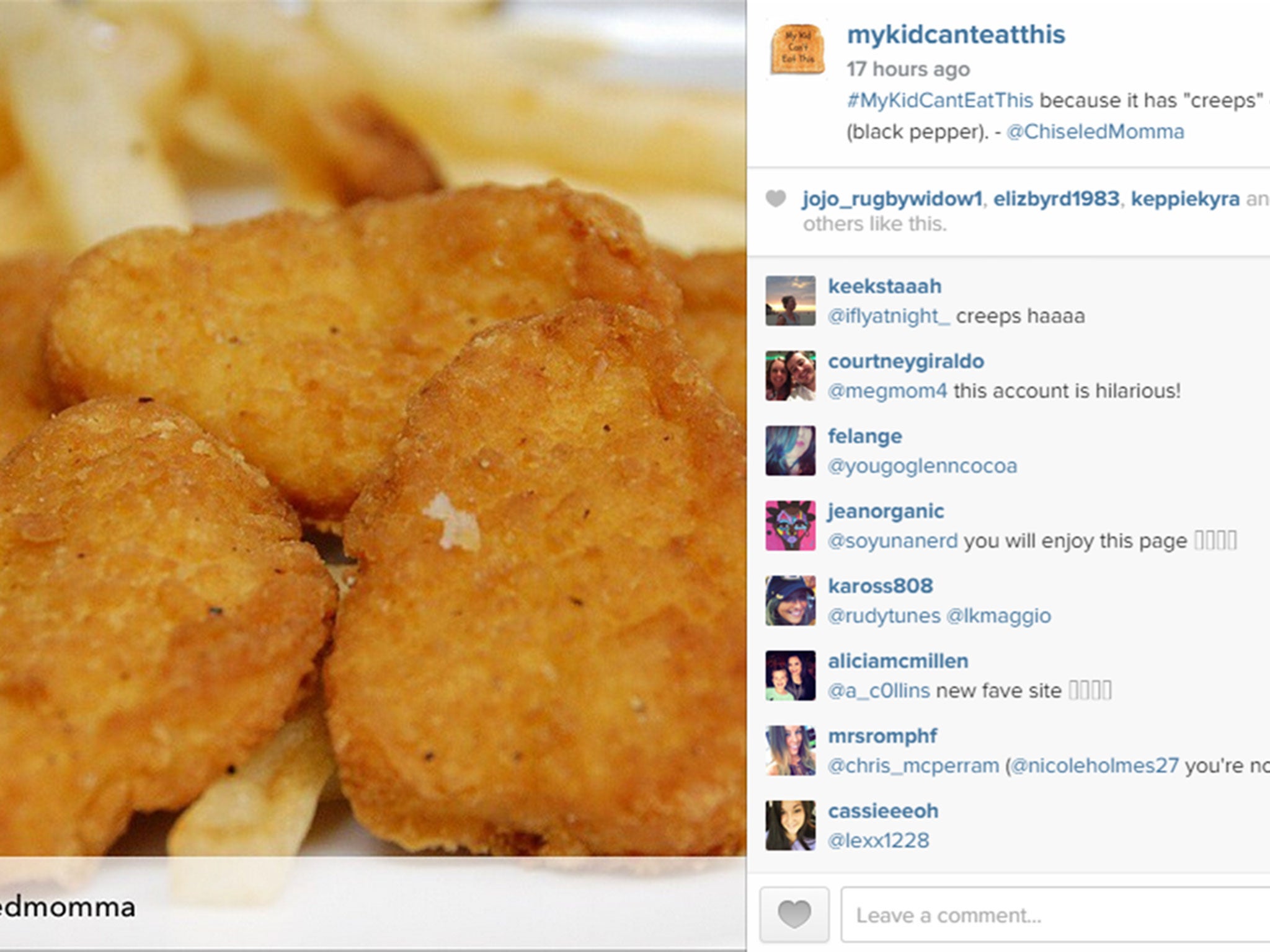 The chicken nuggets with added 'creeps'. (Image: ChiseledMomma)