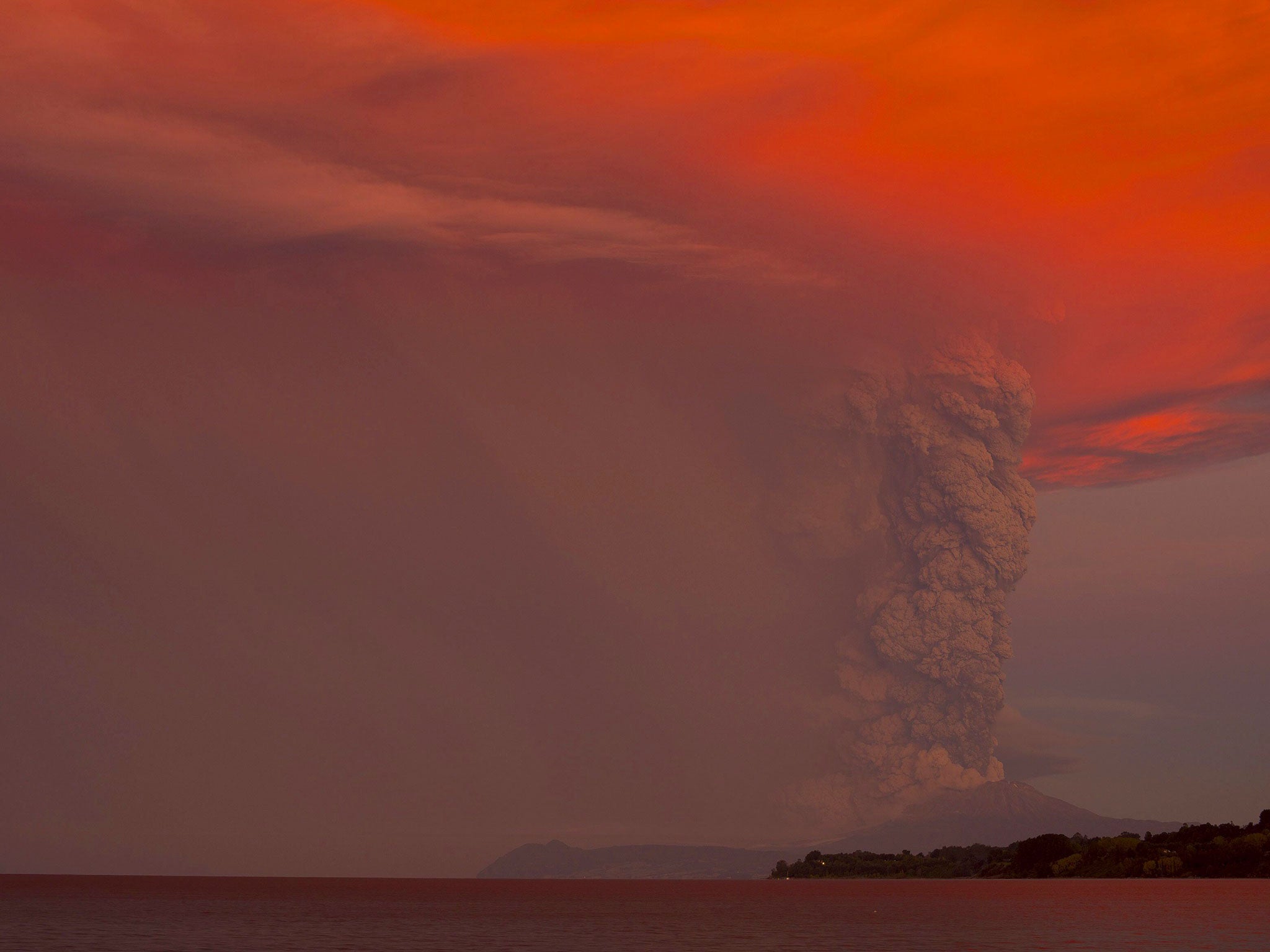 Calbuco volcano seen from Puerto Montt