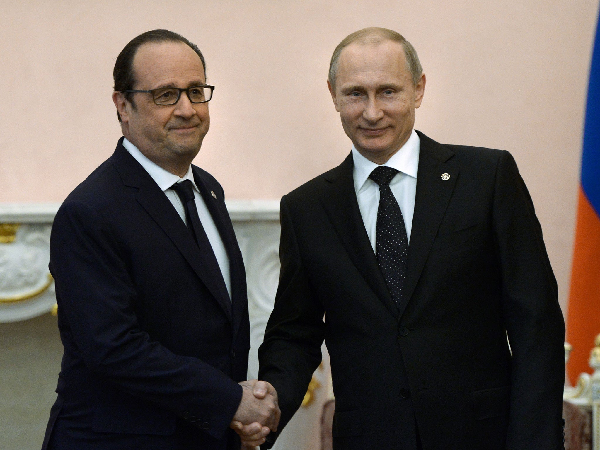 Francois Hollande and Vladimir Putin in Yerevan