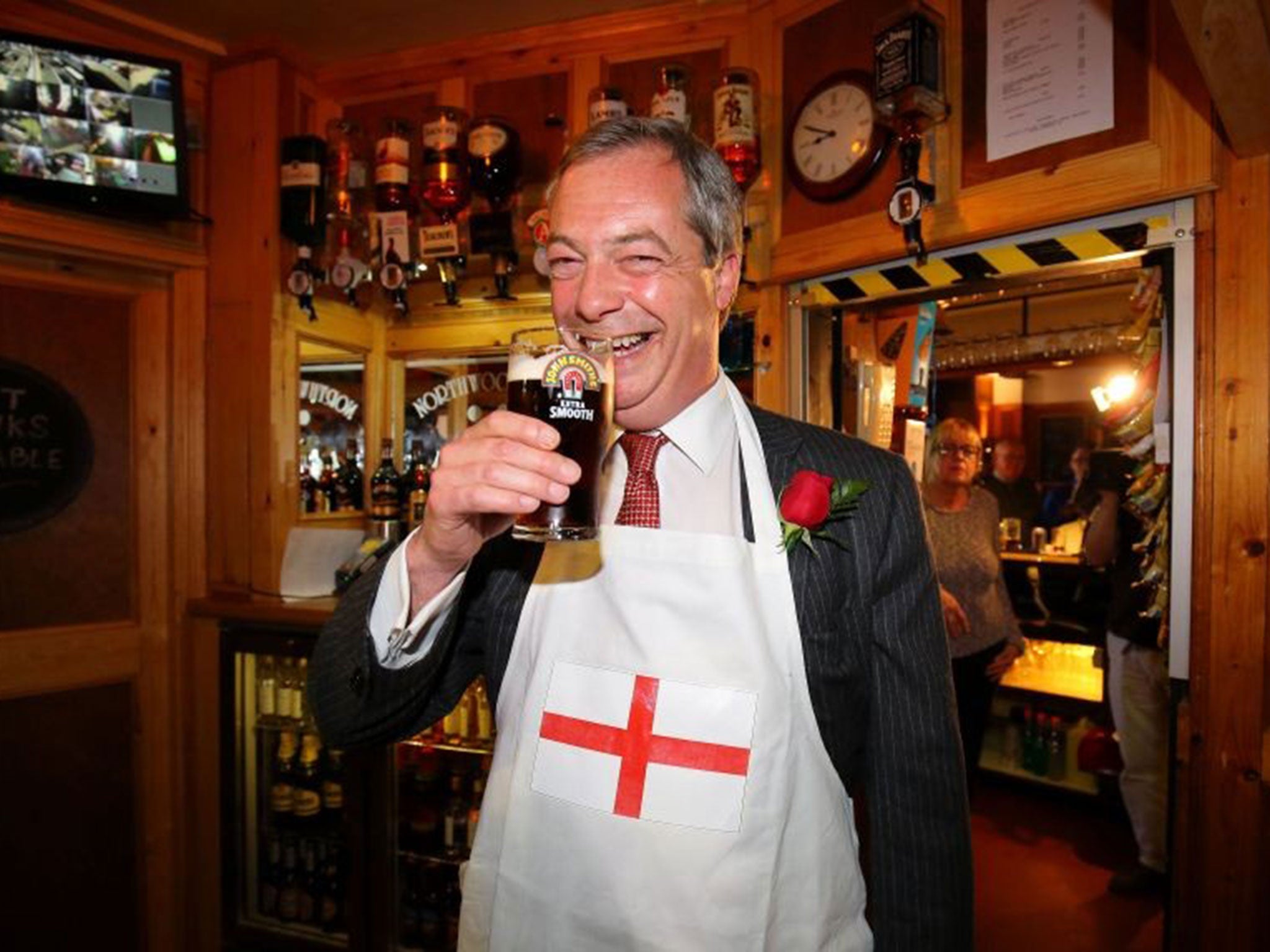 Nigel Farage celebrating a poll boost in Ramsgate on Thursday