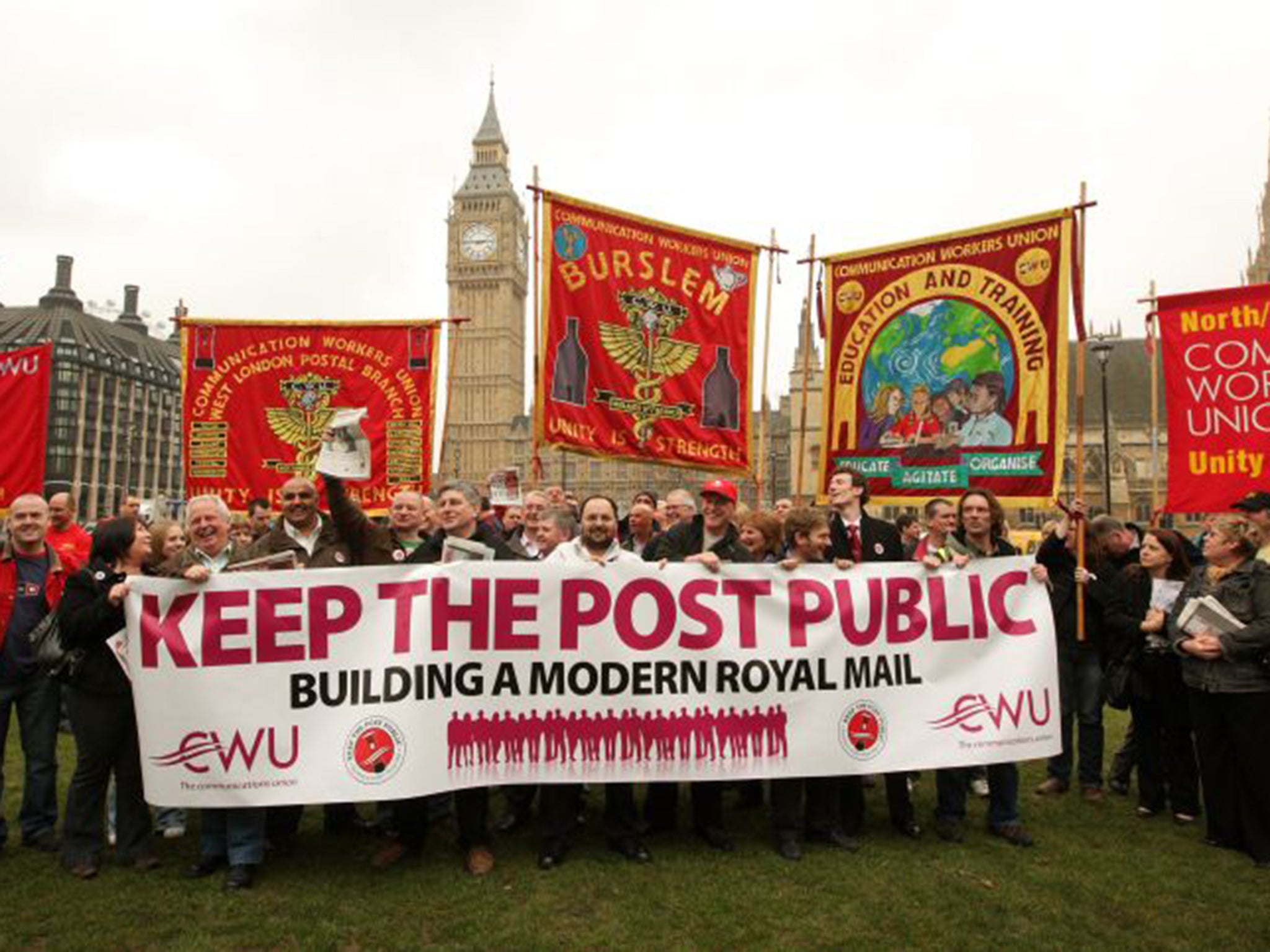 Postal workers protesting in 2009 over Royal Mail sell-off plans