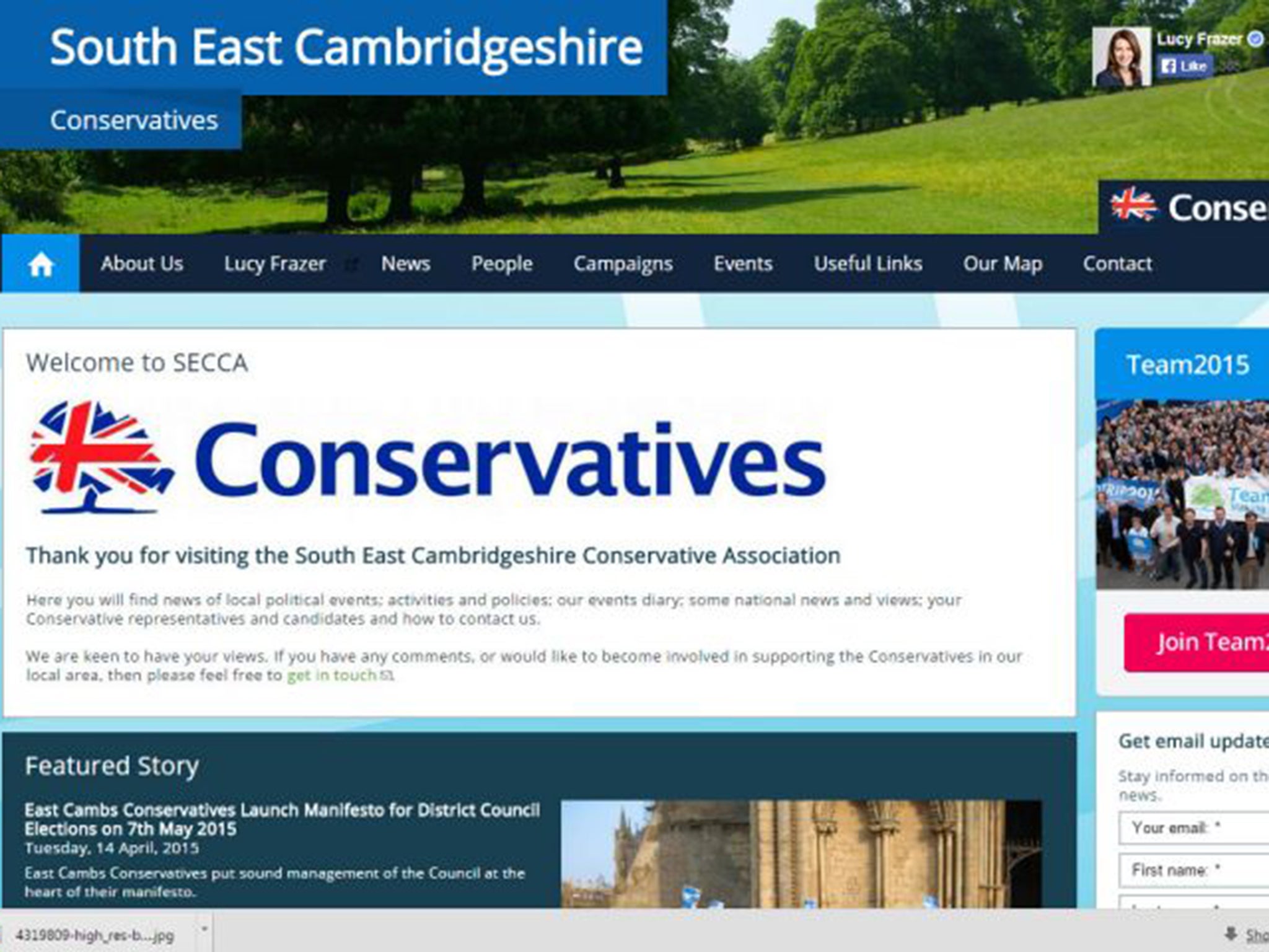 The photograph of the same tree and the same fields appears in the banner of numerous Tory websites