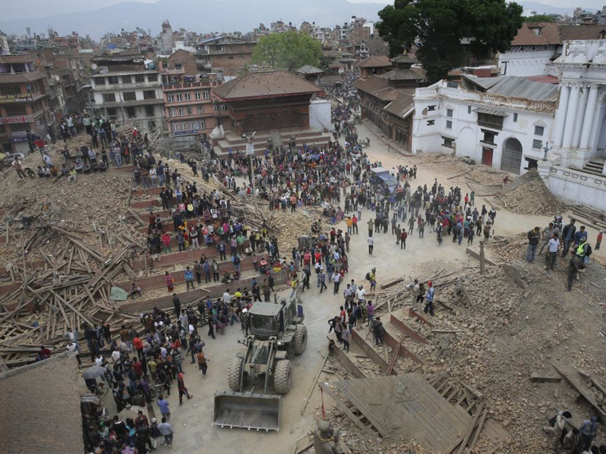Collapsed buildings in Kathmandu’s Durbar Square (EPA)