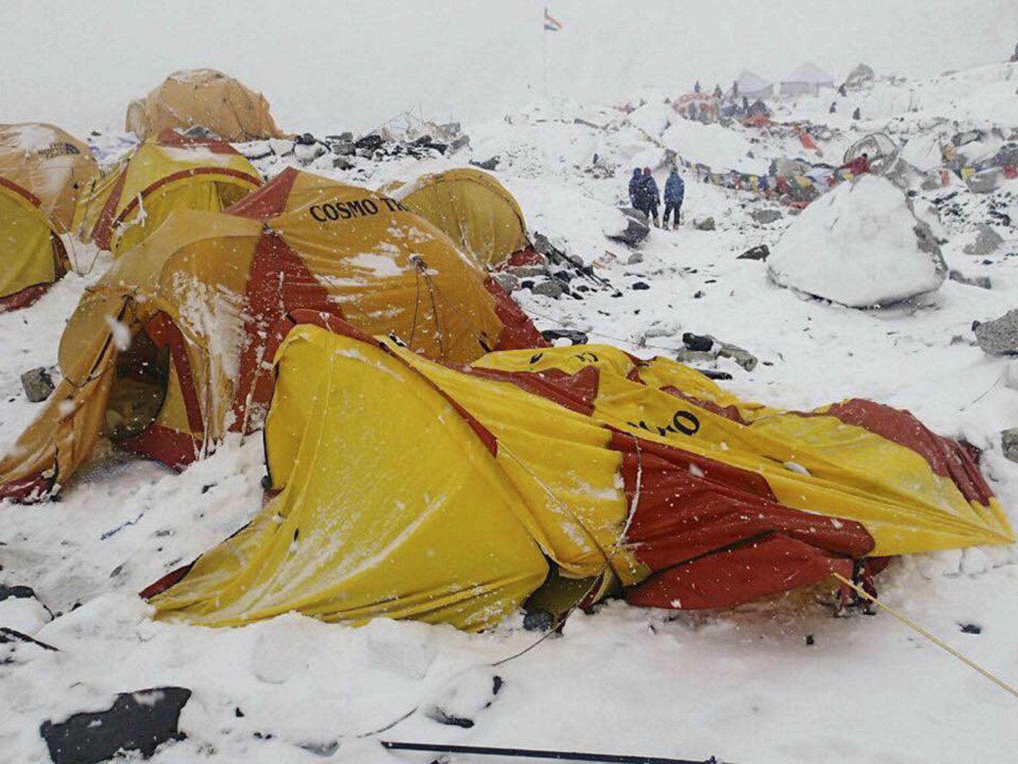 Mount Everest base camp after the avalanche