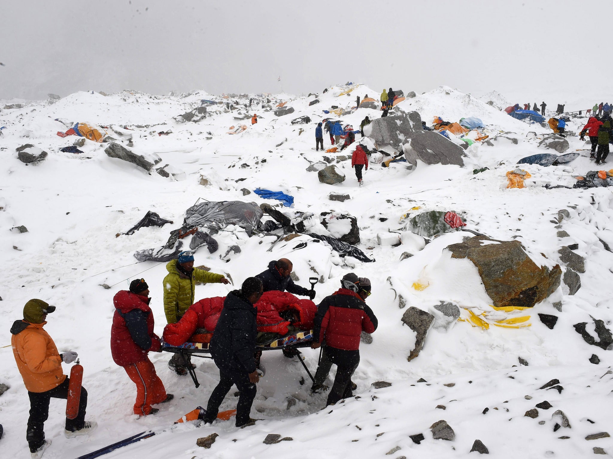 At least 17 people died on Everest after an avalanche struck, triggered by the earthquake (Getty)