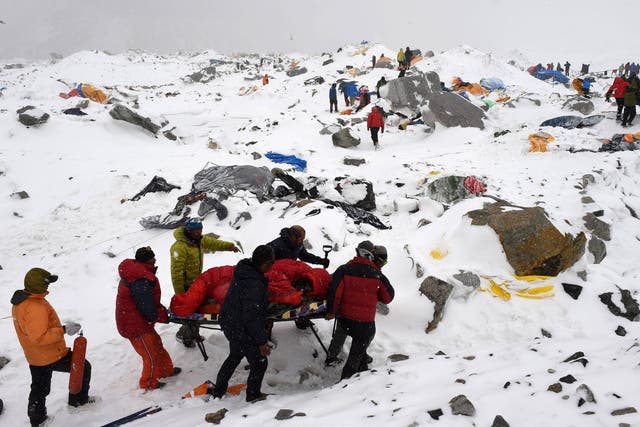 At least 17 people died on Everest after an avalanche struck, triggered by the earthquake (Getty)