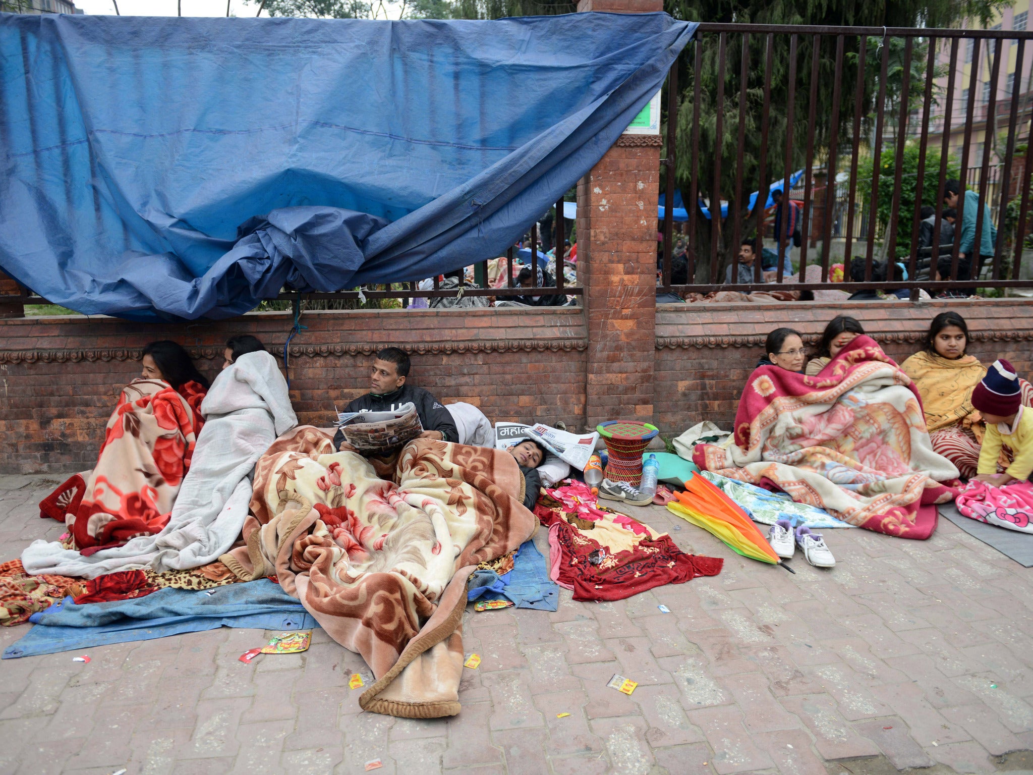 Many slept outdoors following the quake, as they were fearful of aftershocks (Getty)