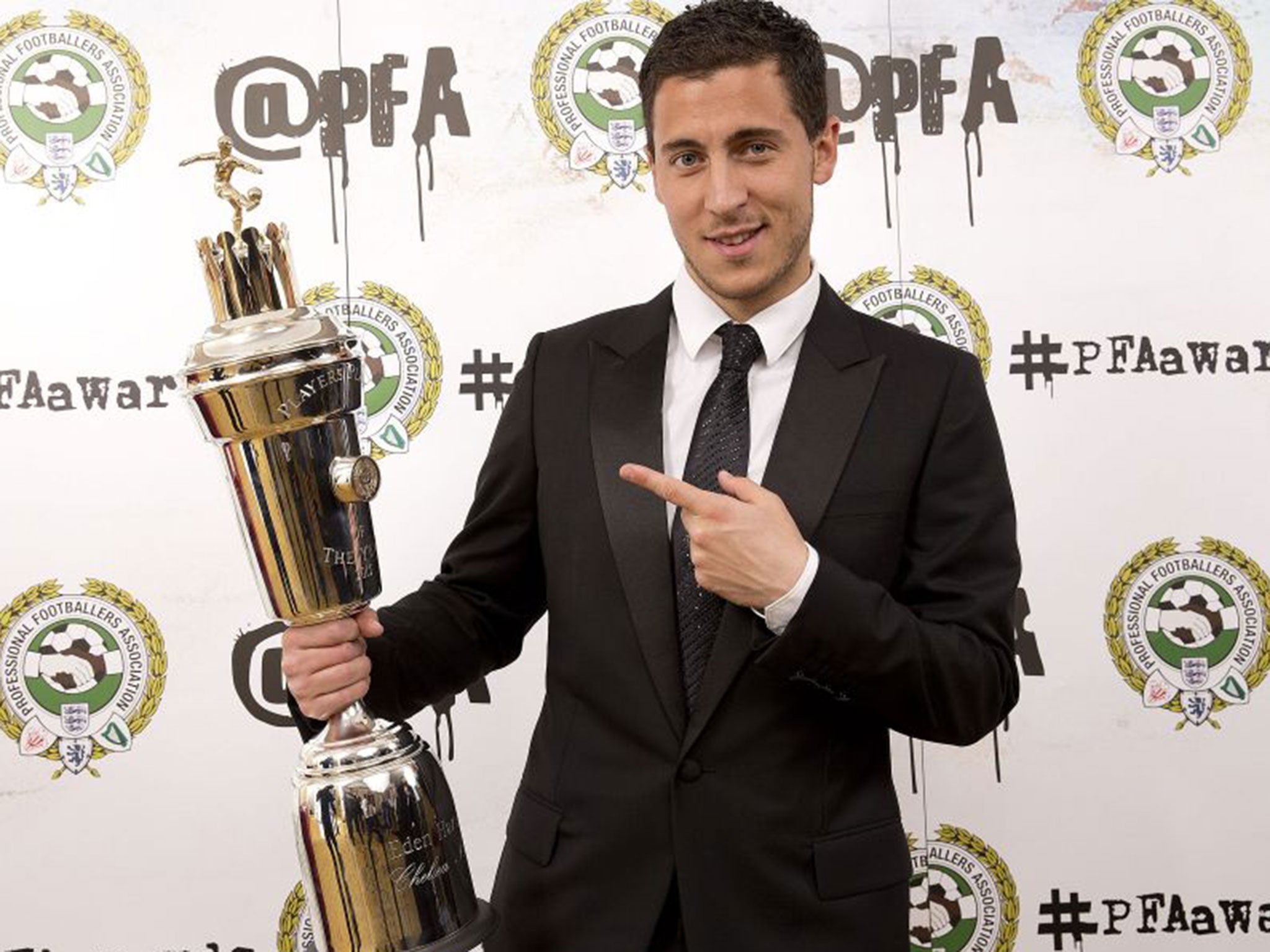 Eden Hazard and his PFA Player of the Year award