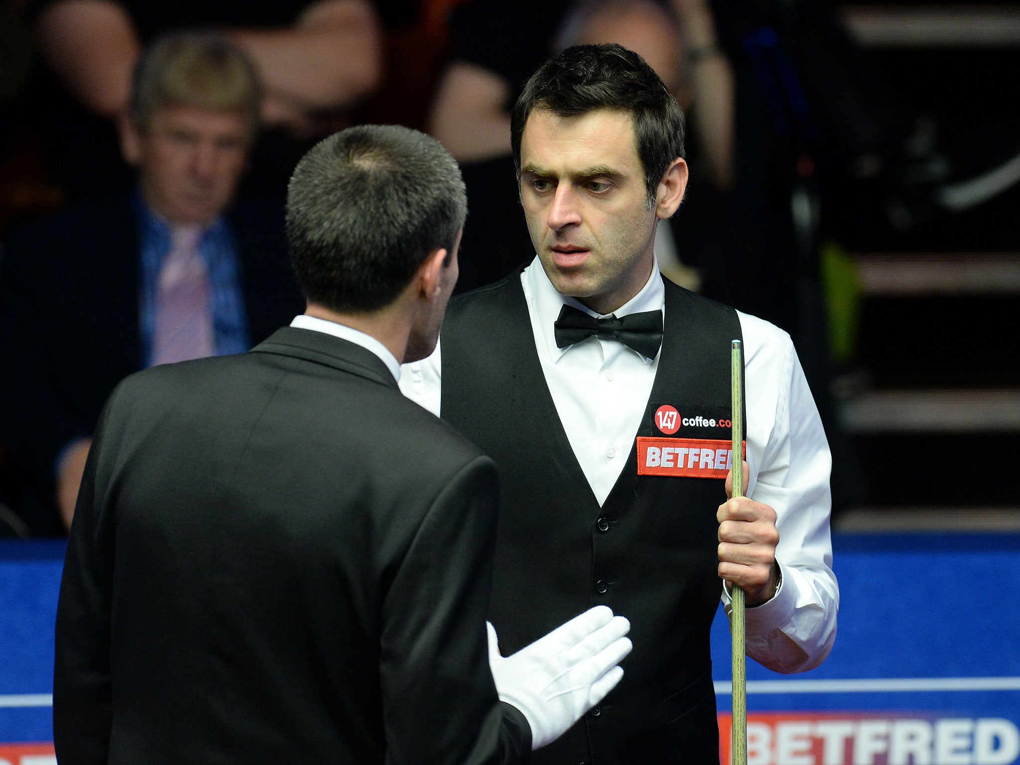 Ronnie O’Sullivan has a 12-4 lead over Matthew Stevens, needing one more frame to win