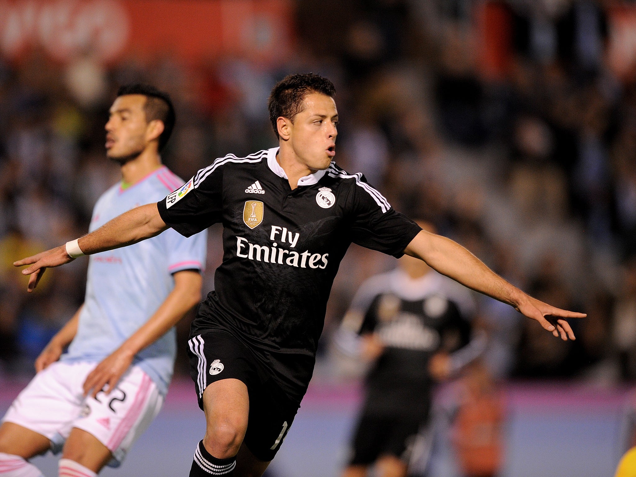 Javier 'Chicharito' Hernandez celebrates scoring for Real Madrid