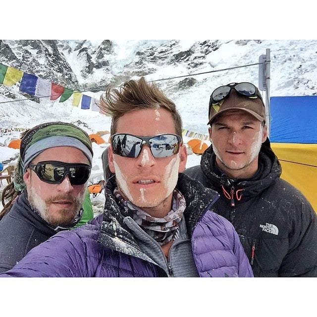 Dan Fredinburg (centre), 33, was killed after the Nepal earthquake triggered an avalanche at the base camp on Everest