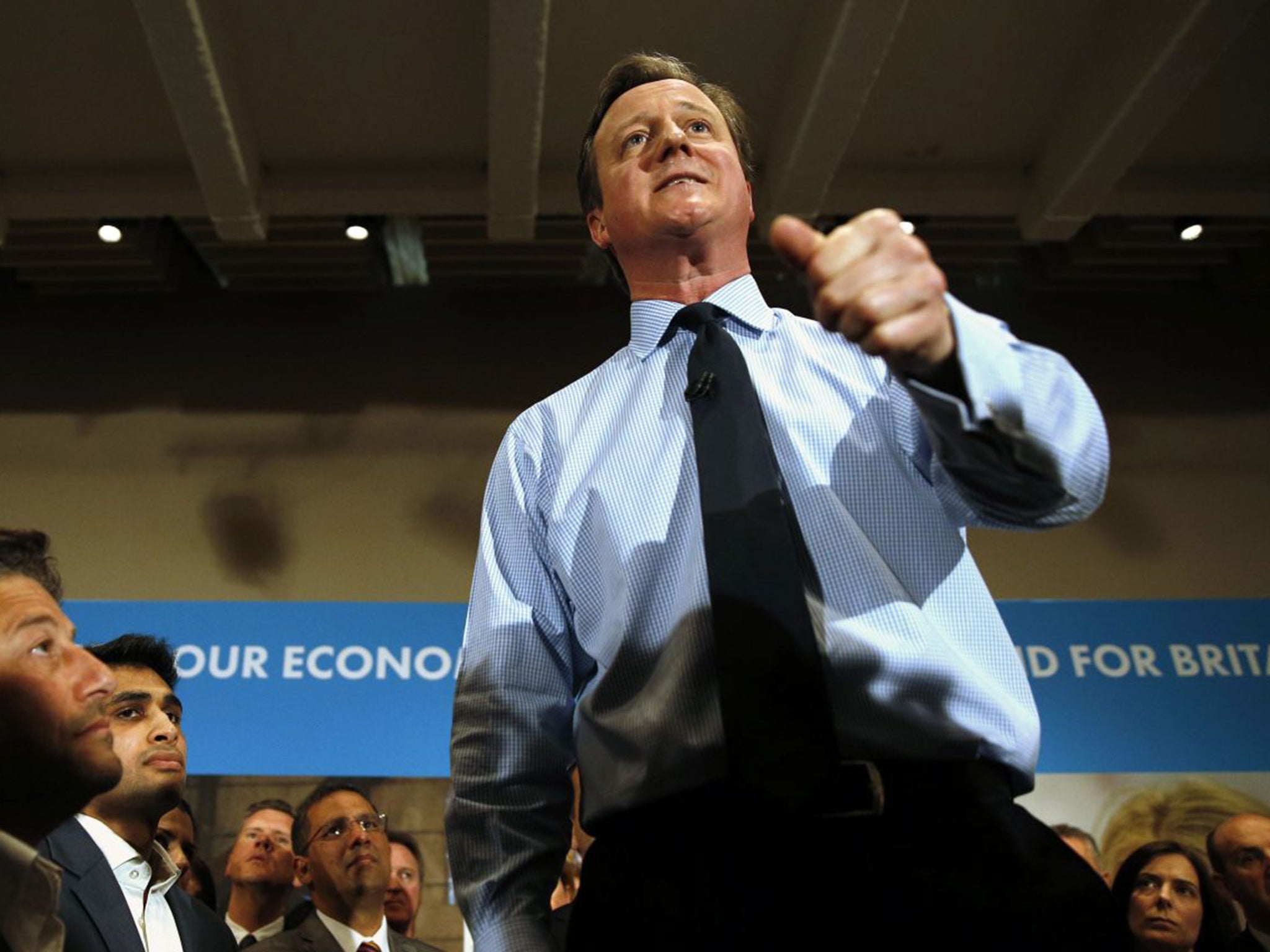 David Cameron gave an energetic performance in London on Monday after pressure from party donors to up the ante