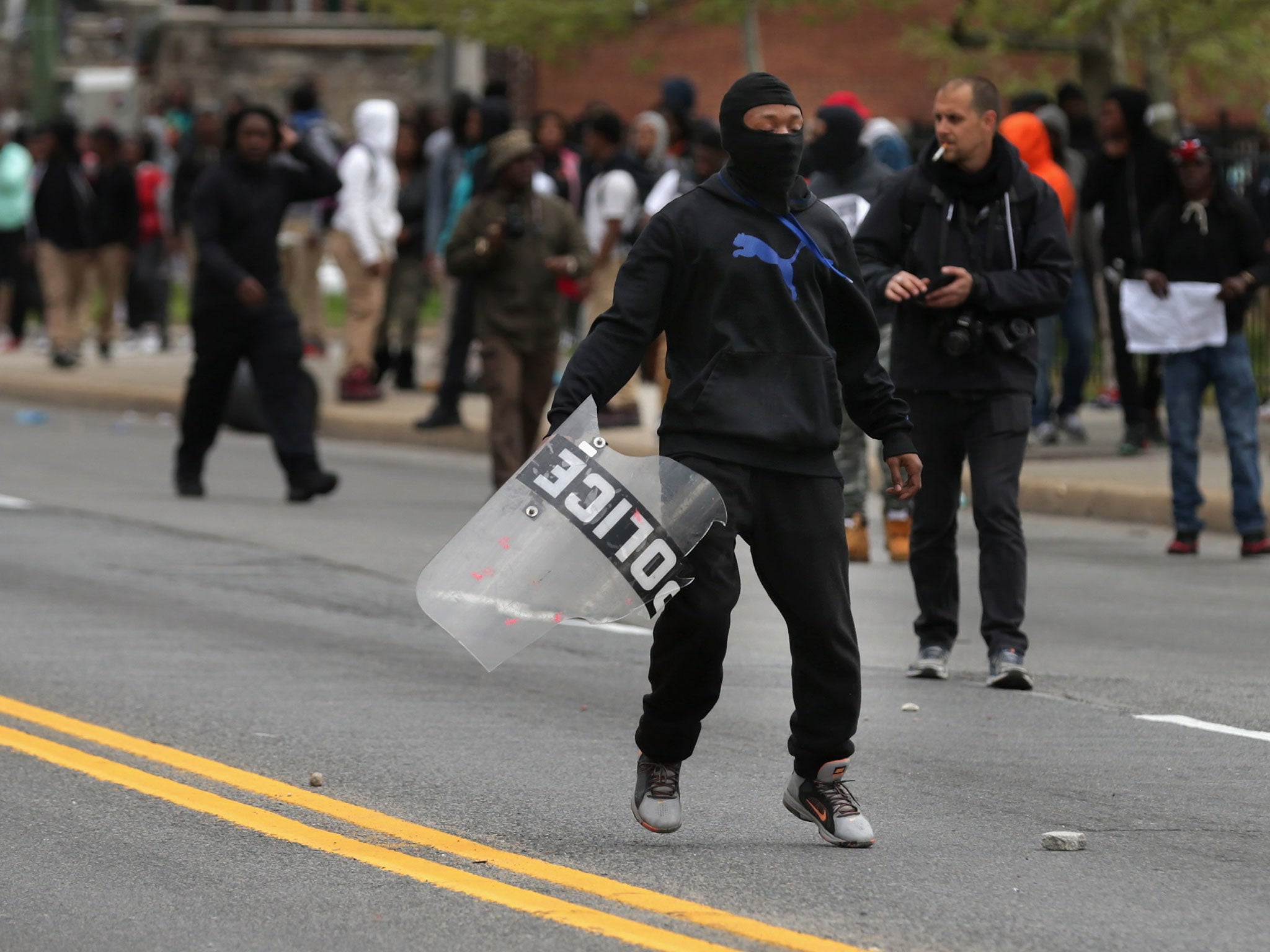 The riots broke out just a few streets from the church where the funeral was held on Monday morning for Freddie Gray